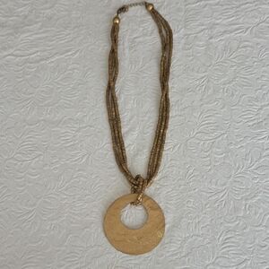 3 Strand Gold Pendant Necklace